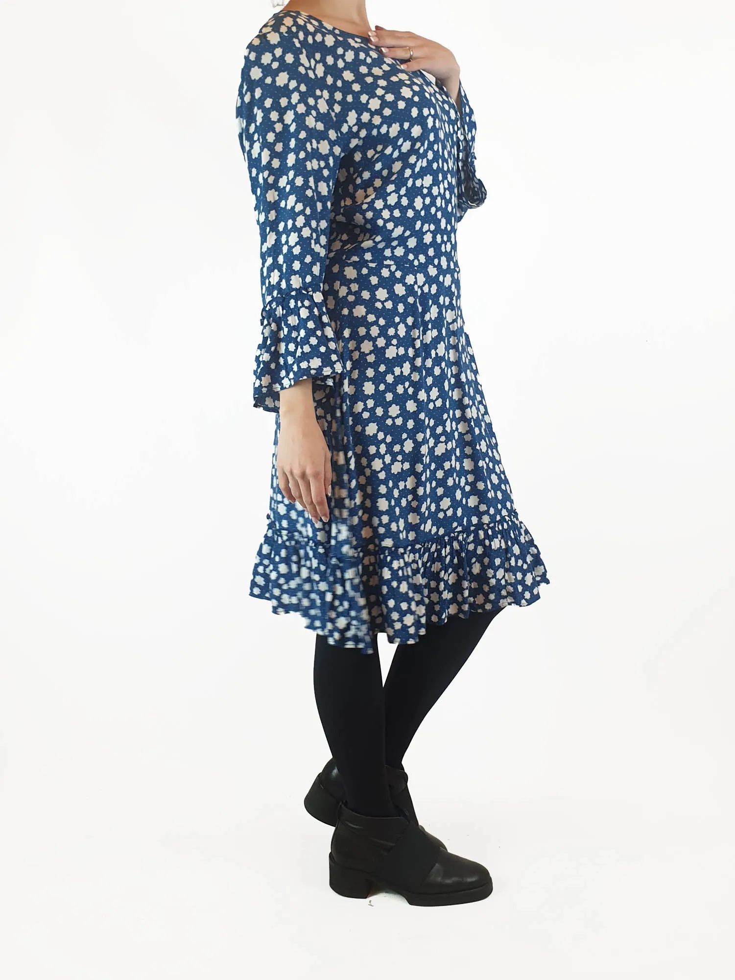 Mister Zimi blue and white long sleeve dress size 10