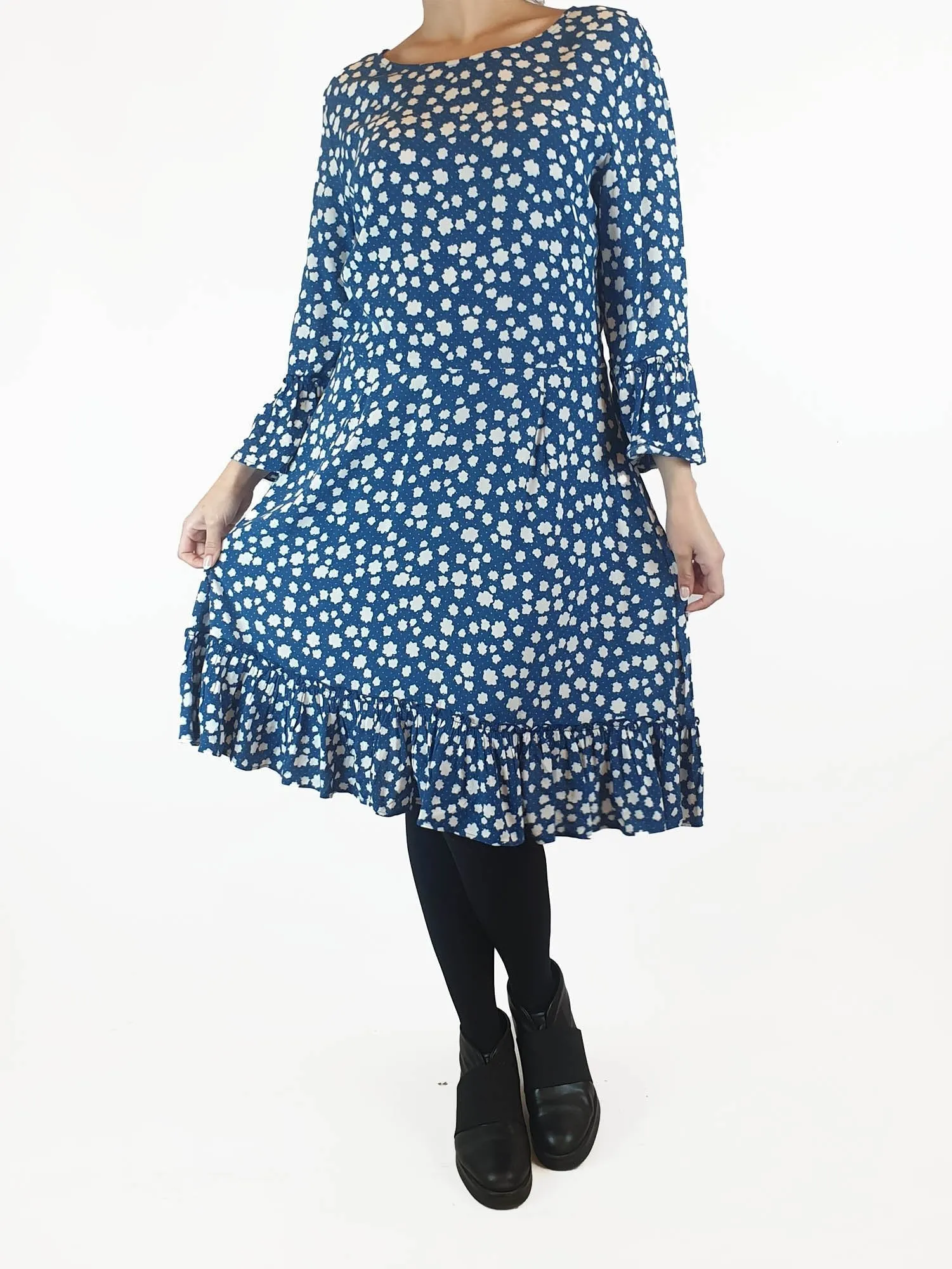 Mister Zimi blue and white long sleeve dress size 10