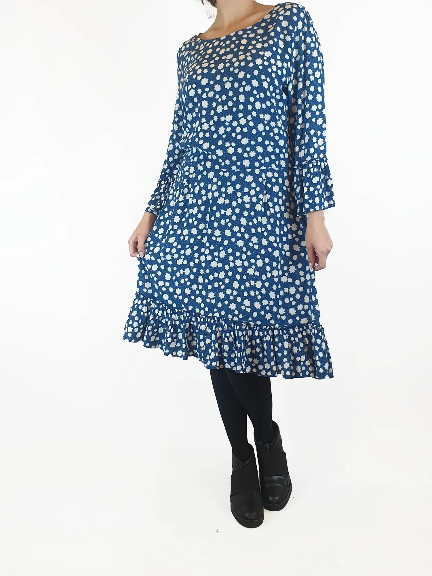 Mister Zimi blue and white long sleeve dress size 10