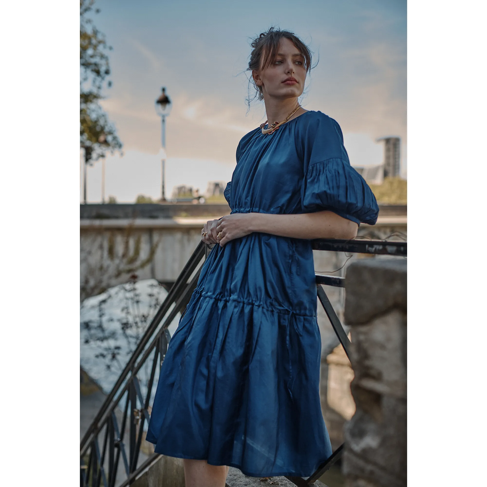 Muffet Dress - Indigo Silk