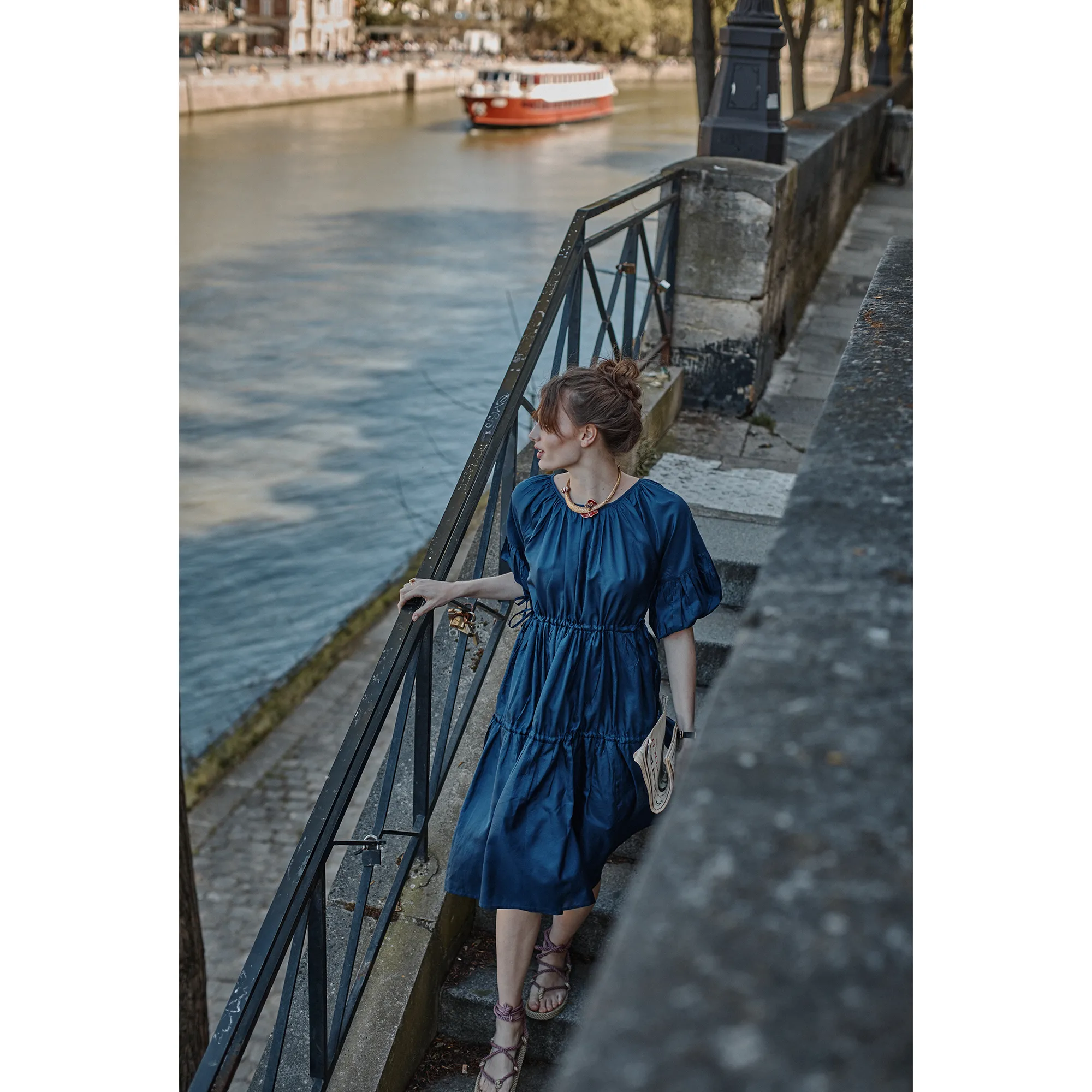 Muffet Dress - Indigo Silk