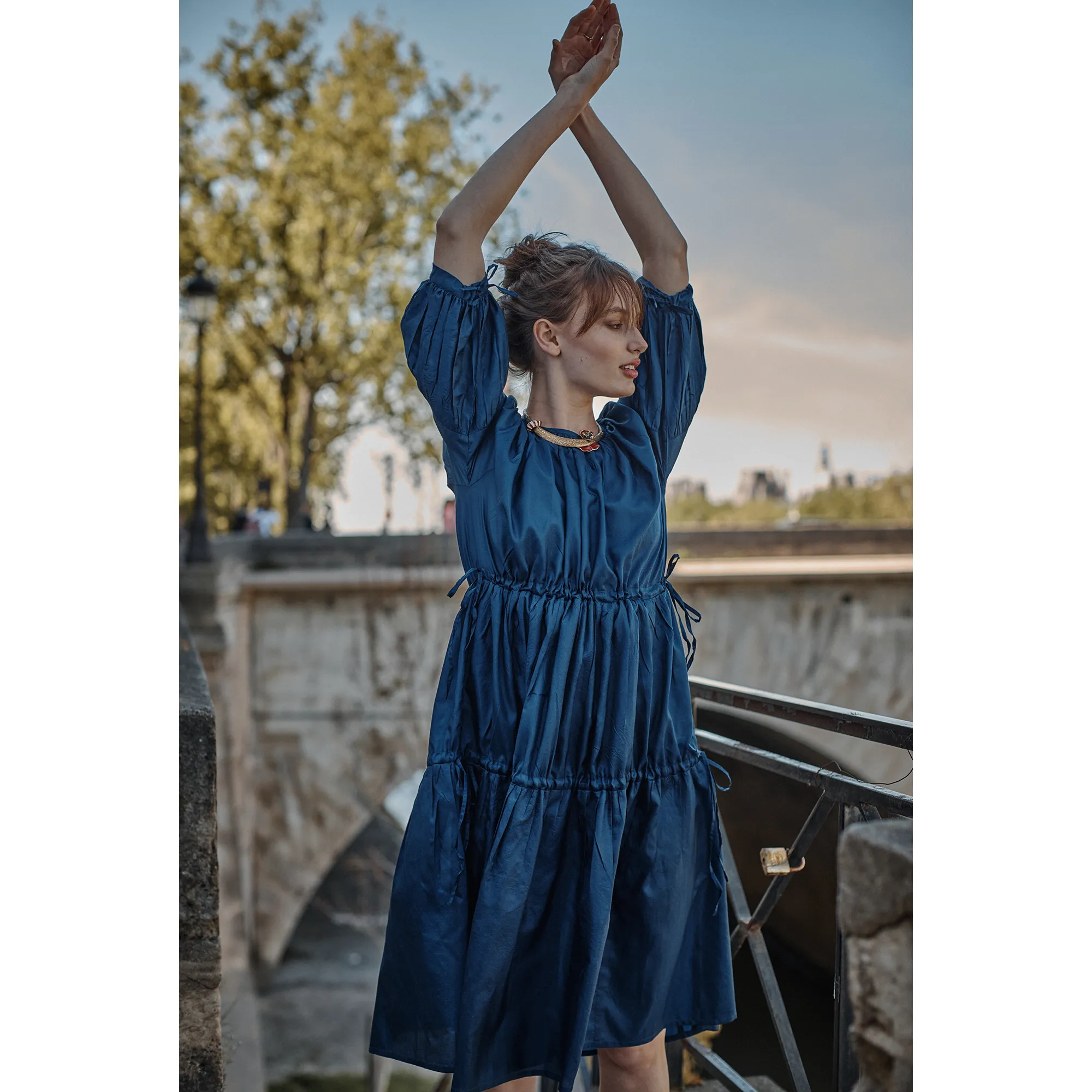 Muffet Dress - Indigo Silk