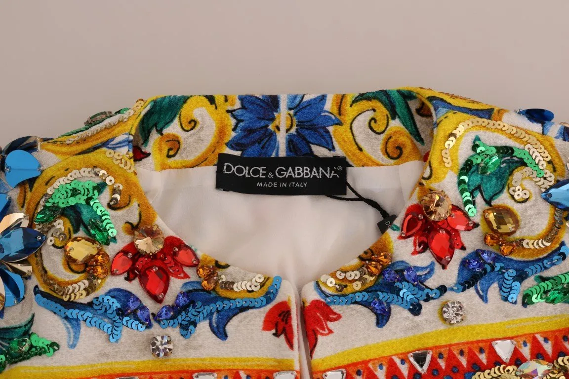 Multicolor Majolica Print Blazer Jacket