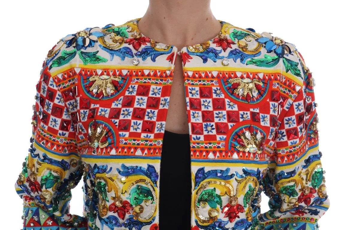 Multicolor Majolica Print Blazer Jacket