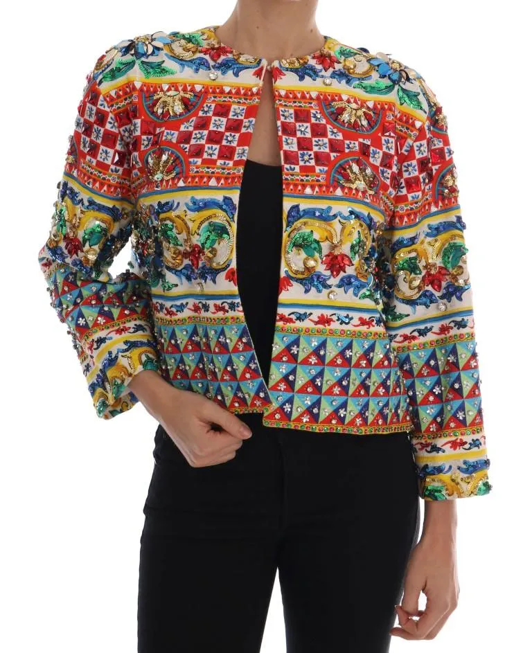 Multicolor Majolica Print Blazer Jacket