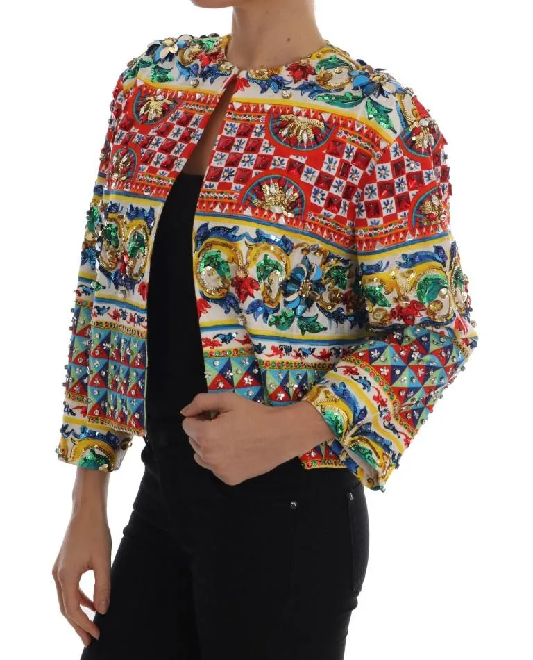Multicolor Majolica Print Blazer Jacket