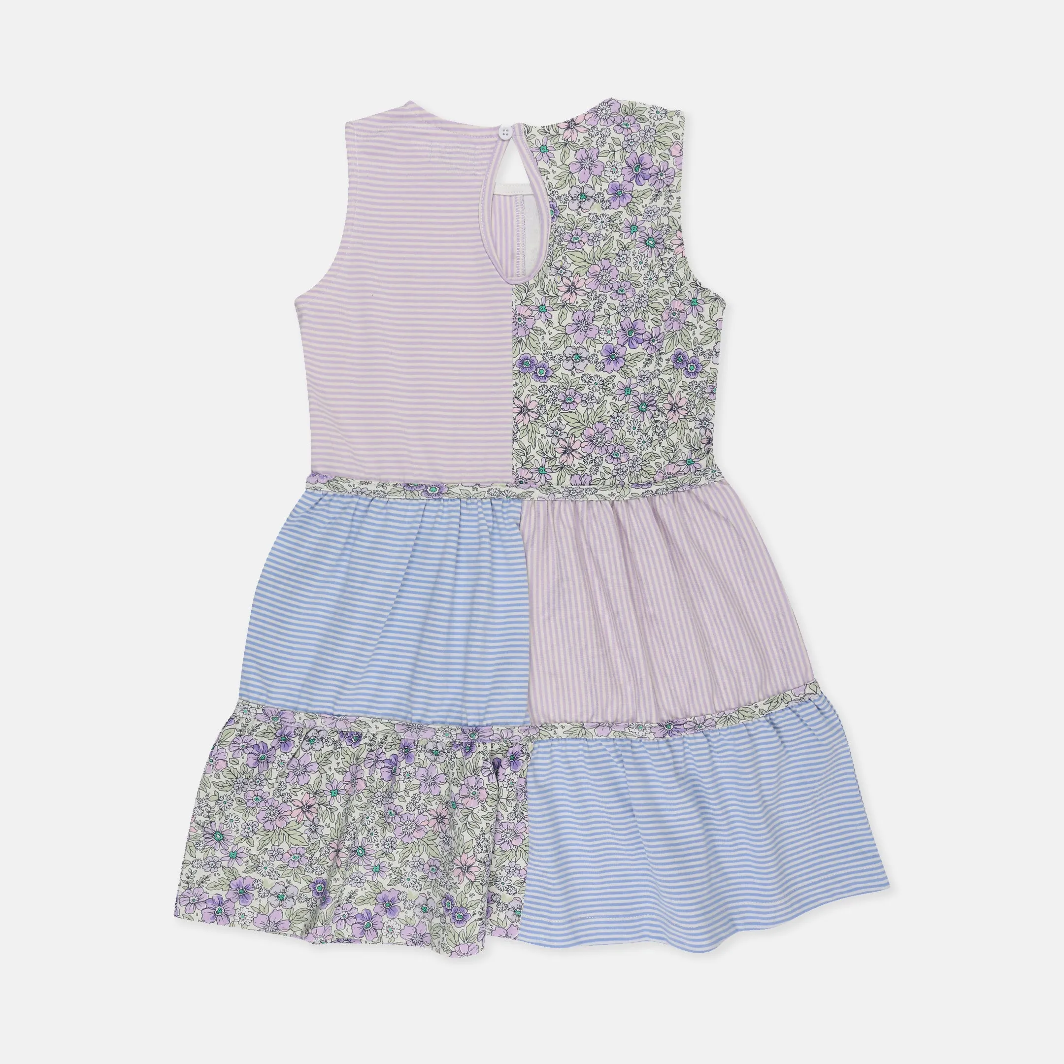 Multicoloured Floral And Stripe Print Dress