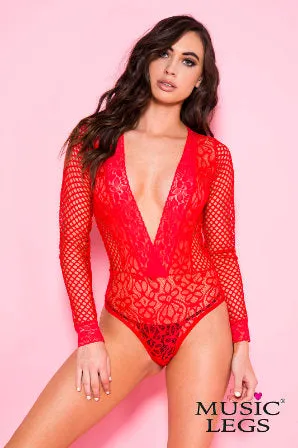 Music Legs Lingerie Flower Lace Teddy ML80064