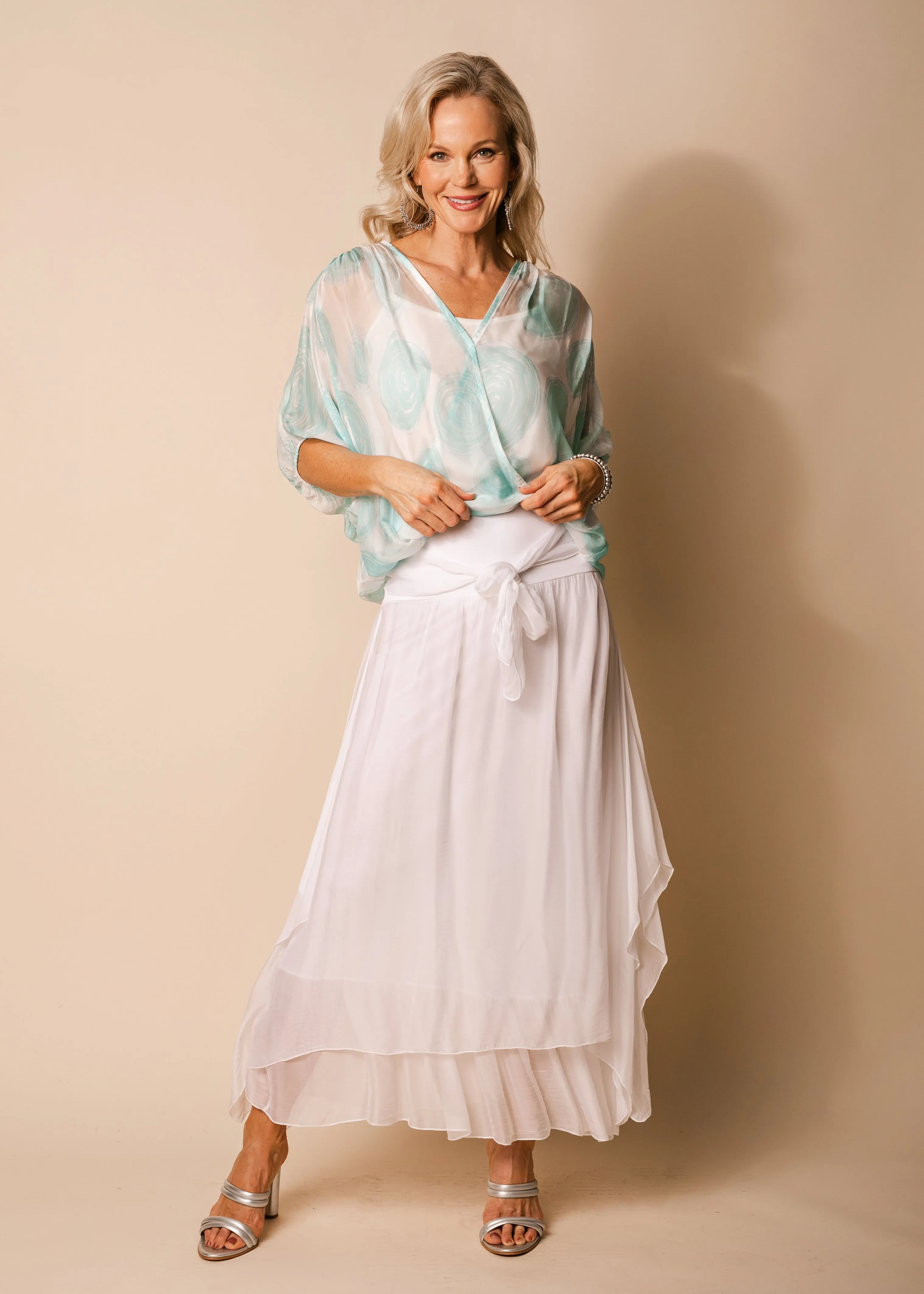 Nala Silk Skirt in White