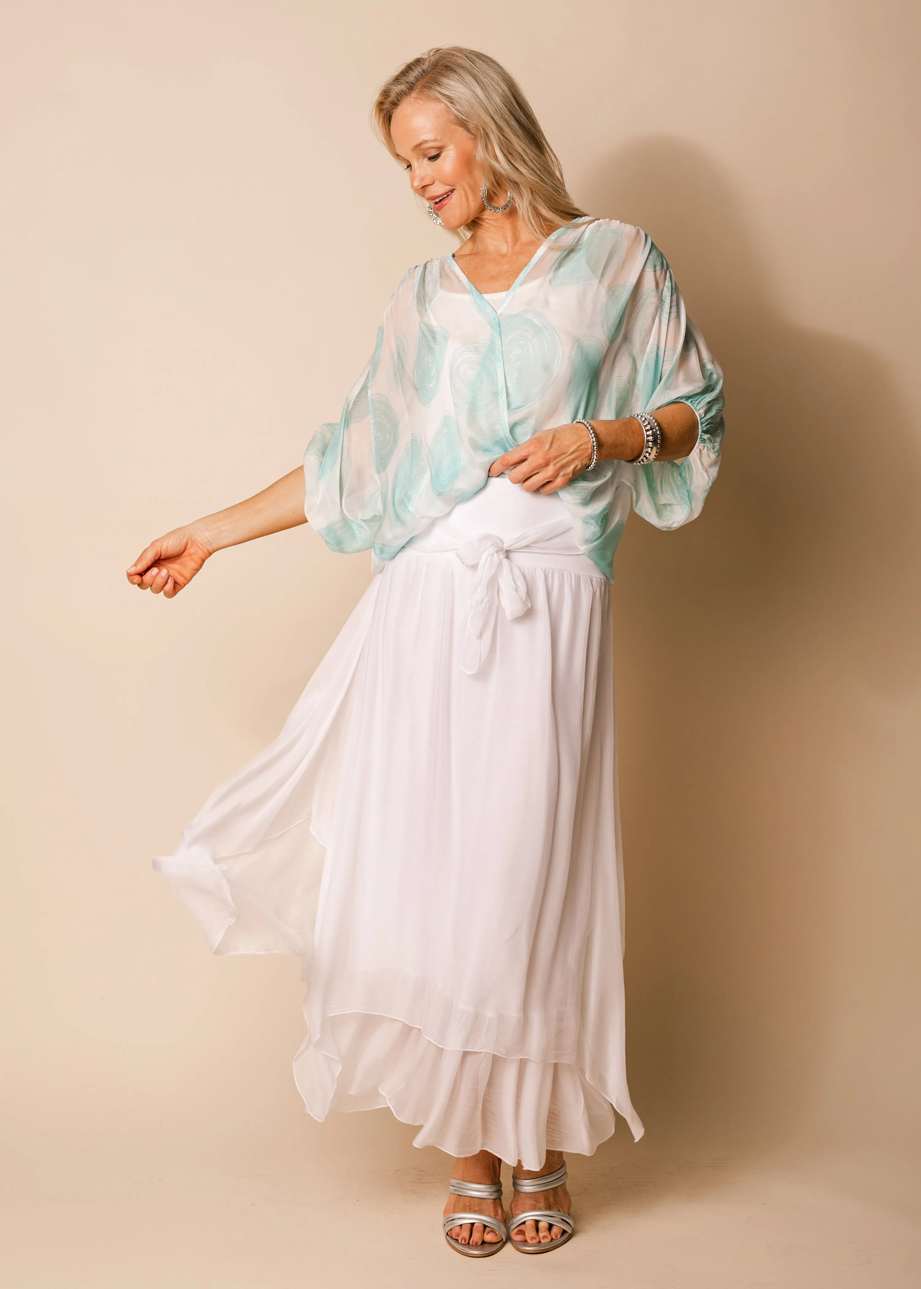 Nala Silk Skirt in White