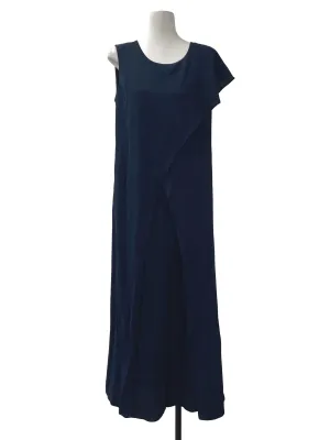 Navy Asymmetrical Sleeve Round Neck Jumpsuit