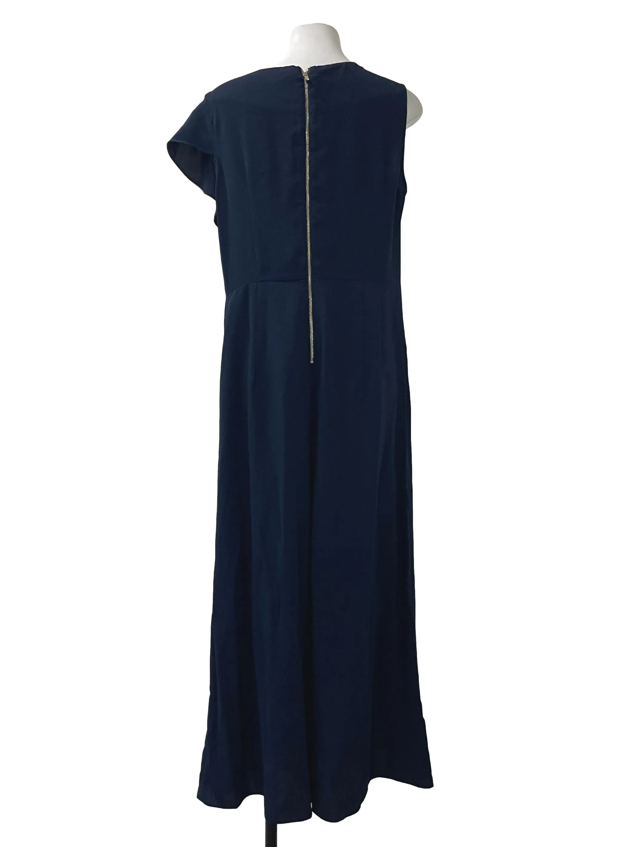 Navy Asymmetrical Sleeve Round Neck Jumpsuit