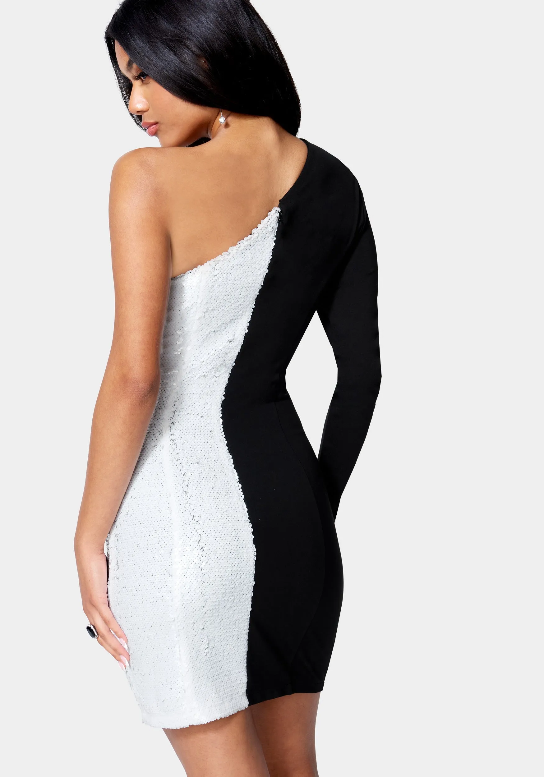 One Shoulder Sequin Blazer Dress
