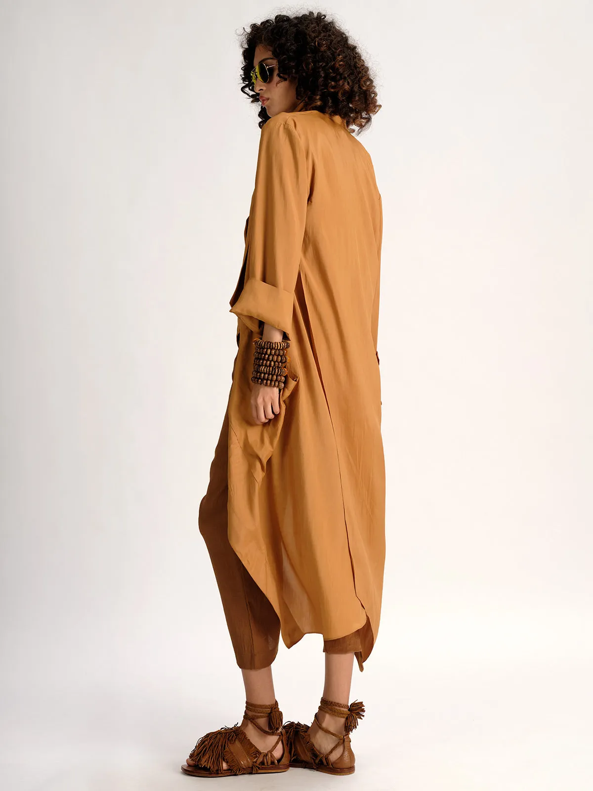 Parachute Silk Draped Cross Back Coat