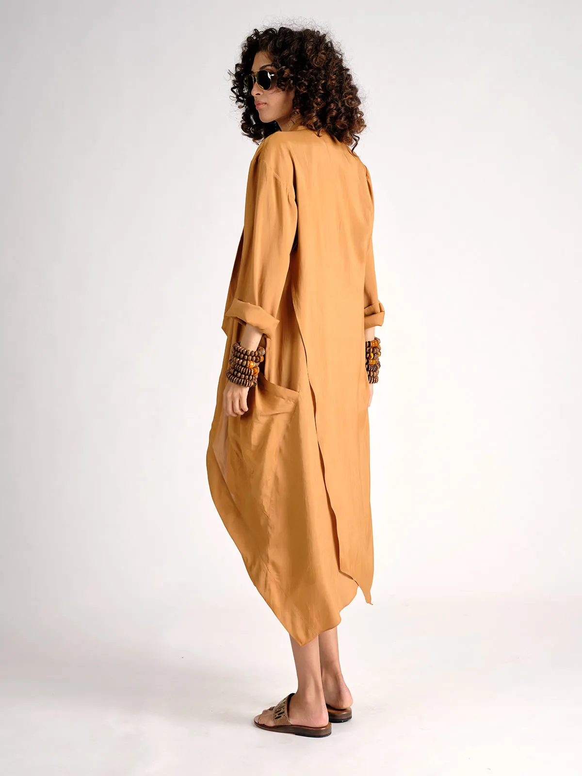 Parachute Silk Draped Cross Back Coat