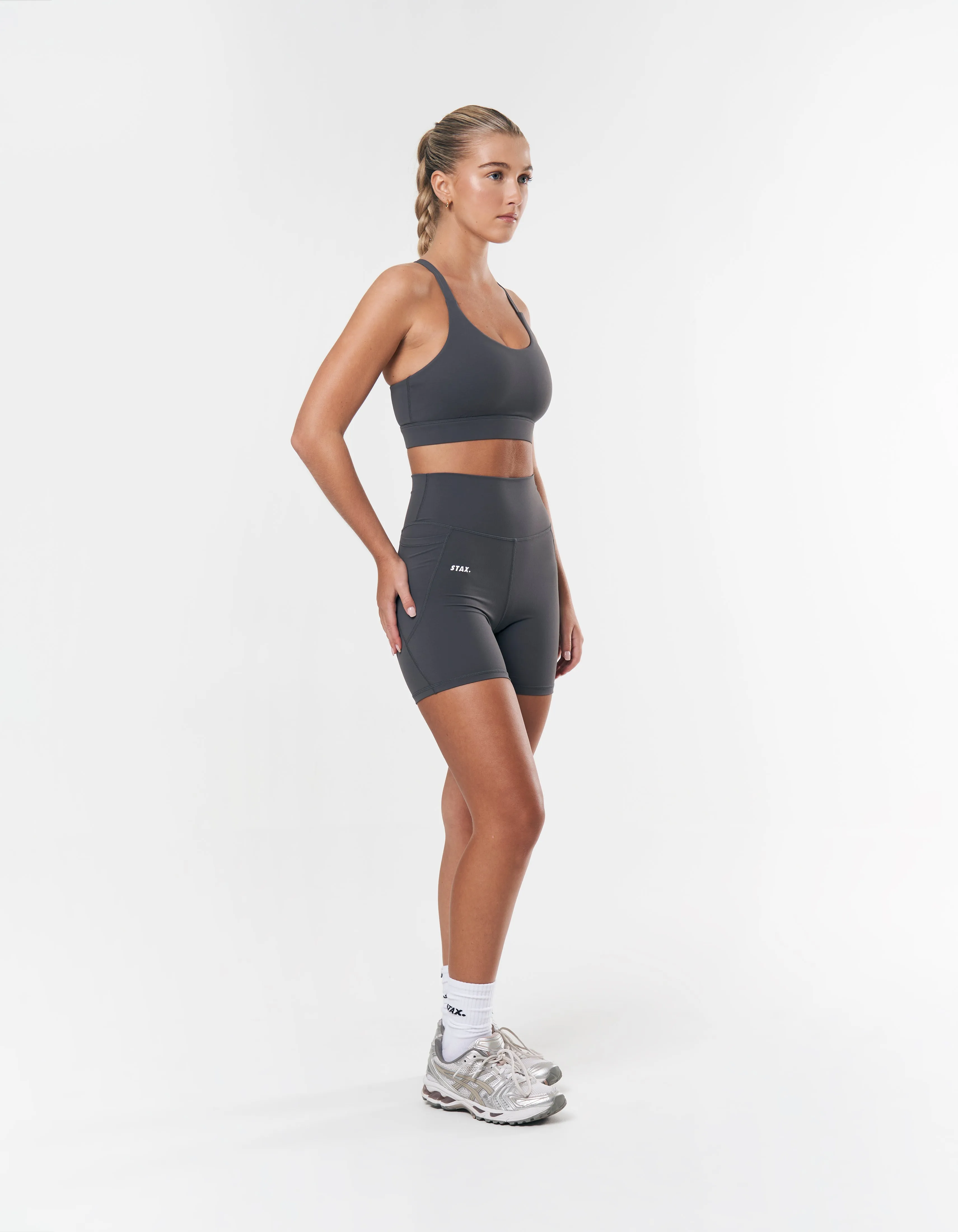 Phone Pocket Midi Bike Shorts NANDEX ™ - Charcoal Grey
