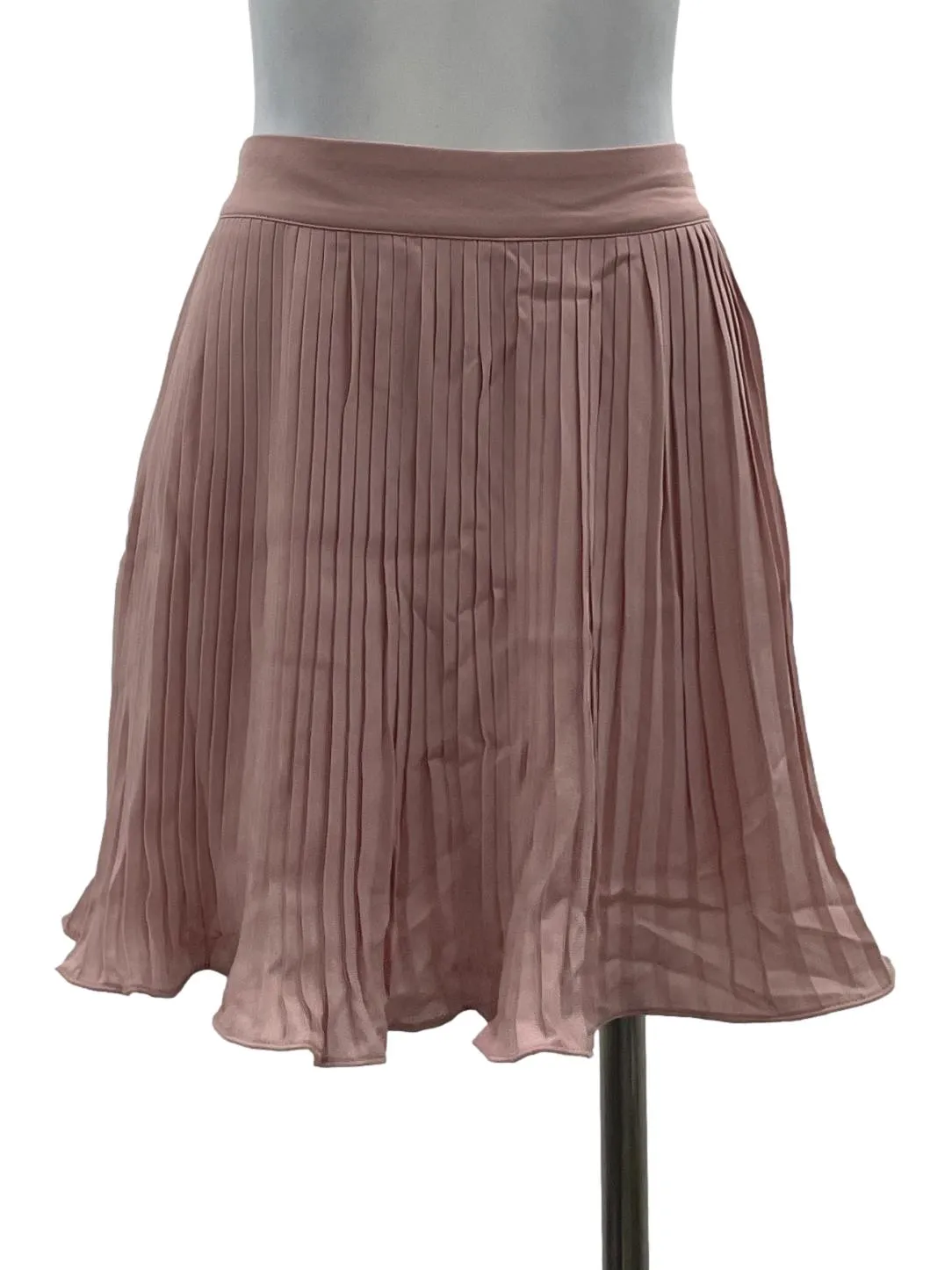 Pink Pleated Flare Skirt
