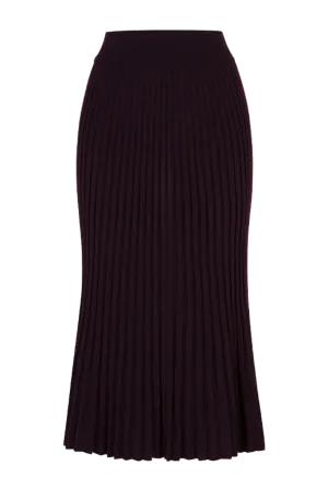 Pleated Wool Midi Skirt | Garnet