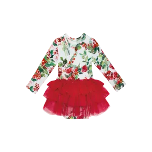 Posh Peanut Long Sleeve Girls Tulle Skirt Bodysuit Dress in Beatrix