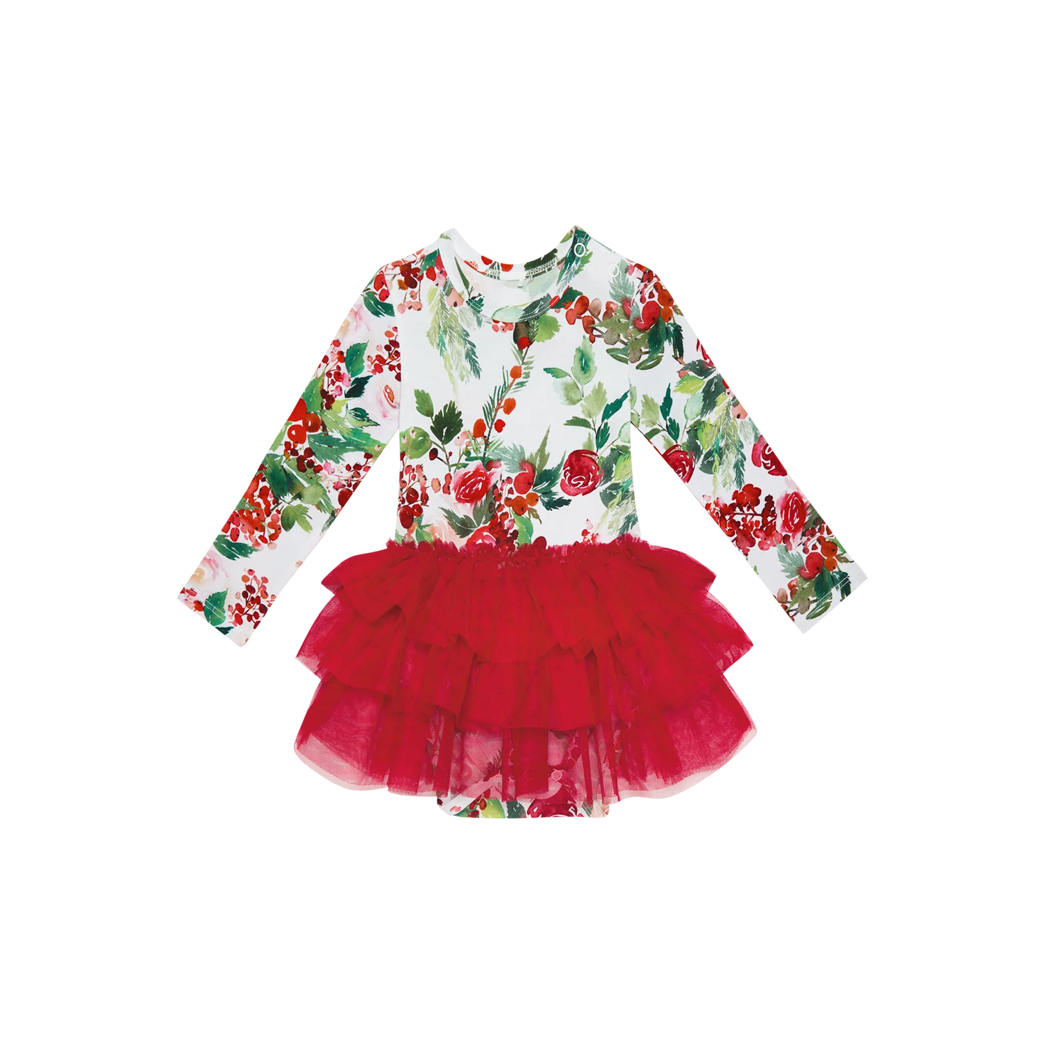 Posh Peanut Long Sleeve Girls Tulle Skirt Bodysuit Dress in Beatrix