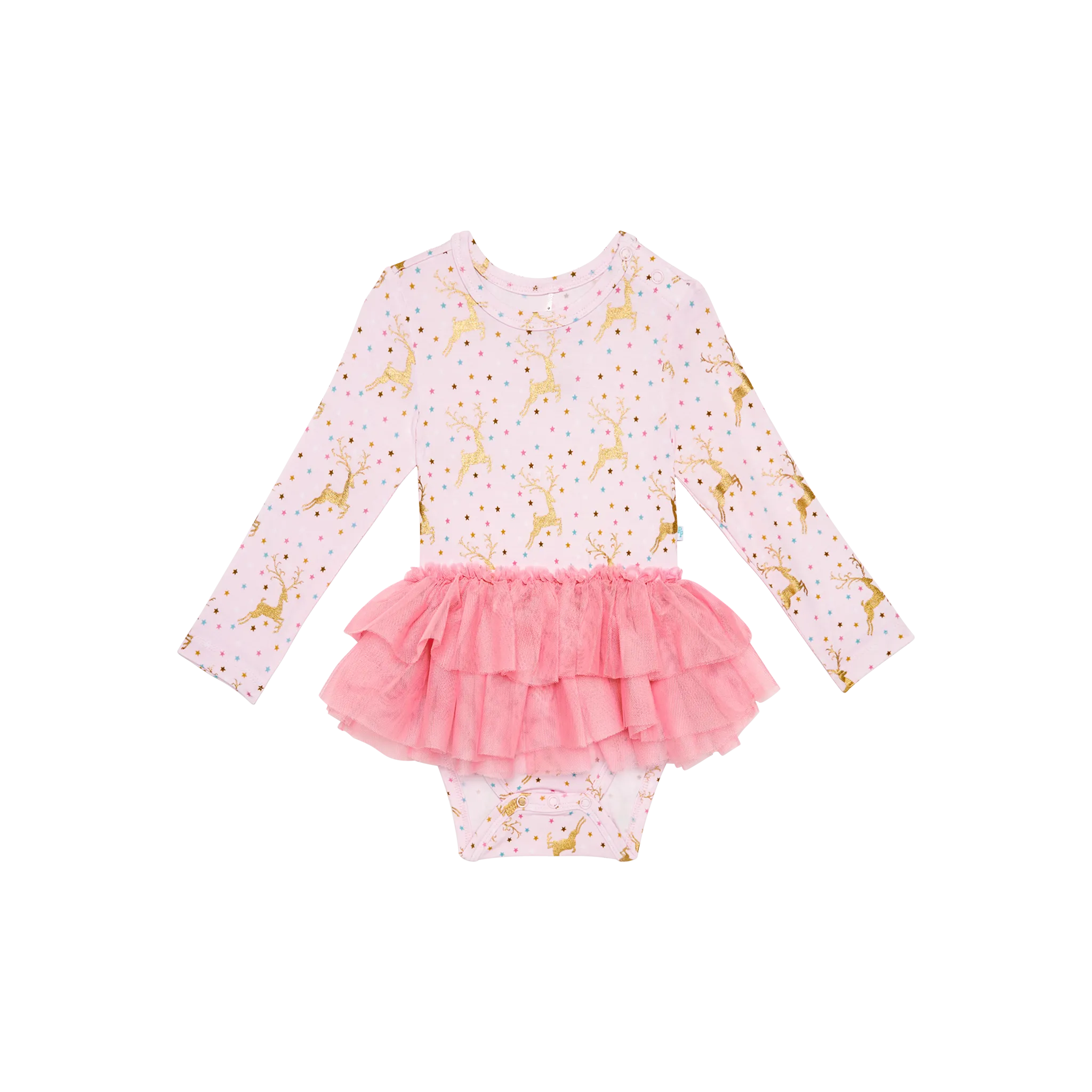 Posh Peanut Long Sleeve Girls Tulle Skirt Bodysuit Dress in Ryleigh