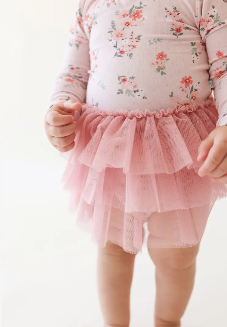 Posh Peanut Long Sleeve Girls Tulle Skirt Bodysuit in London