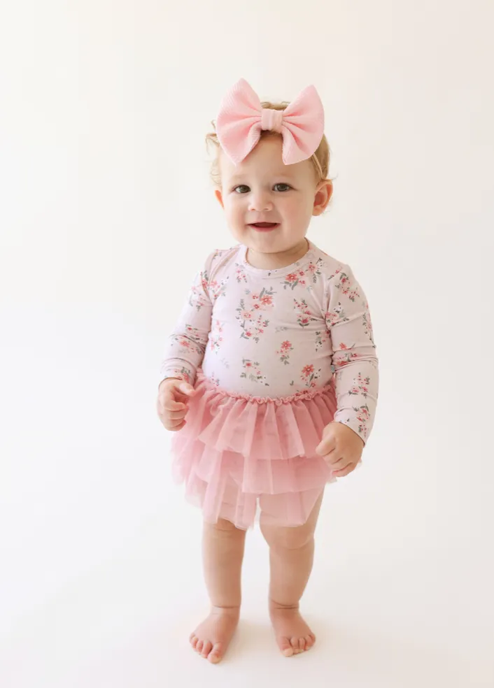 Posh Peanut Long Sleeve Girls Tulle Skirt Bodysuit in London