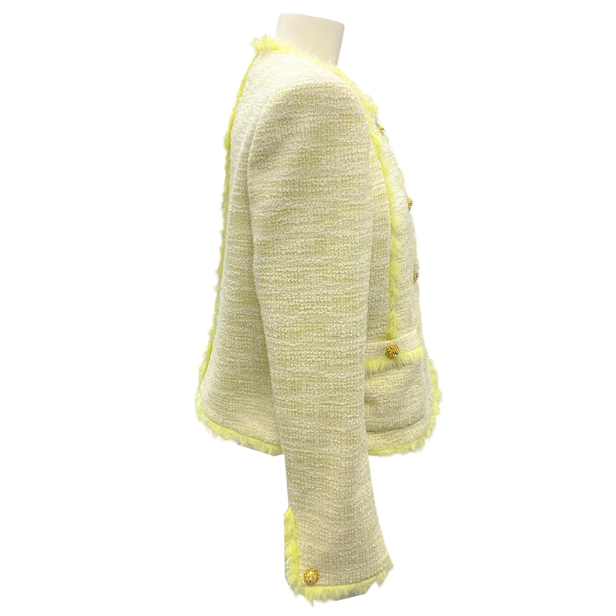 Prabal Gurung Mimosa Fringed Tweed Jacket