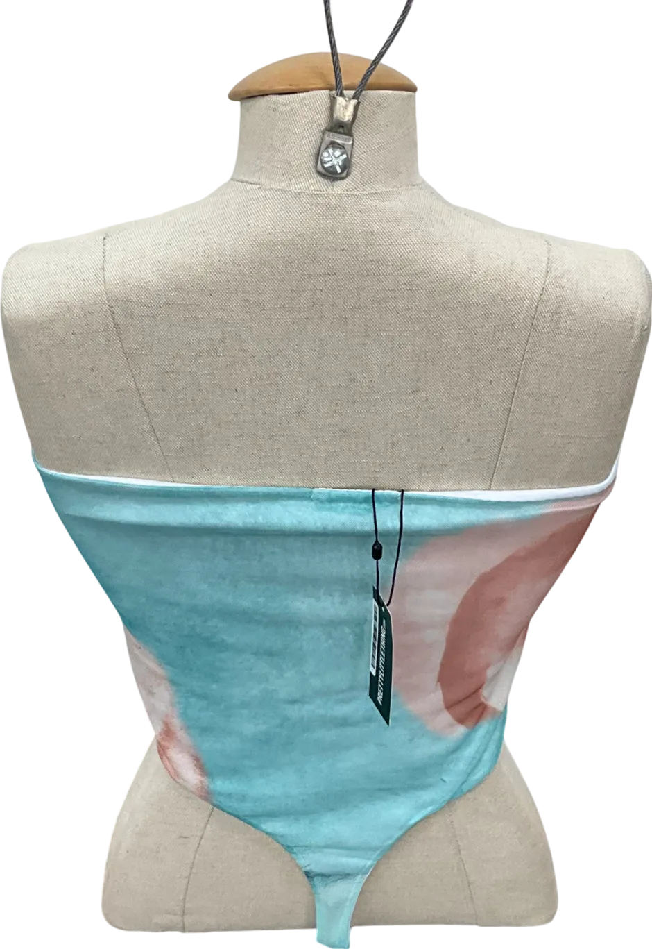 PrettyLittleThing Tall Blue Mesh Print High Rise Body Suit UK 10