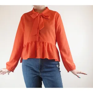 Princess Highway bright red semi-sheer long sleeve shirt size 14 (best fits size 12-small 14)