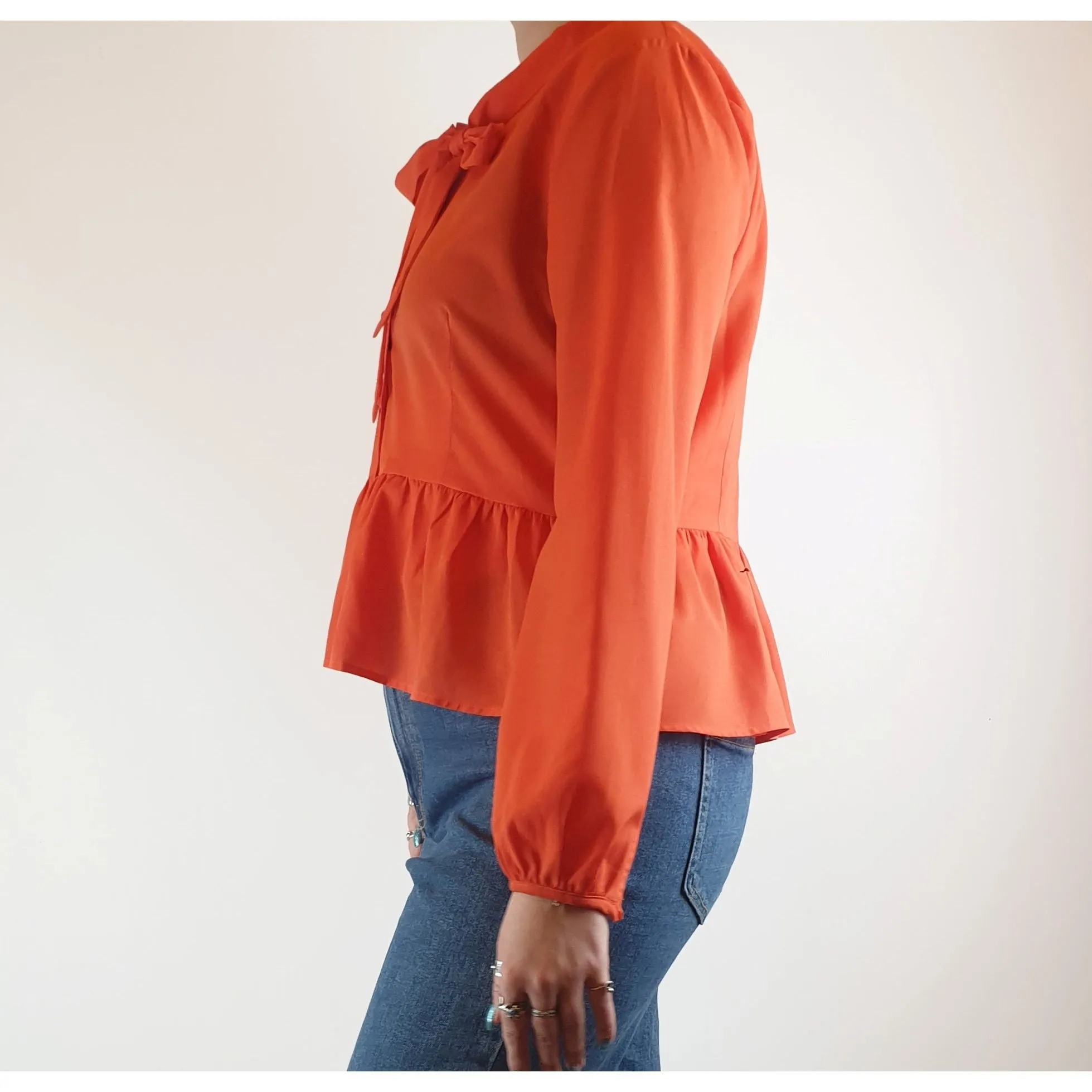 Princess Highway bright red semi-sheer long sleeve shirt size 14 (best fits size 12-small 14)