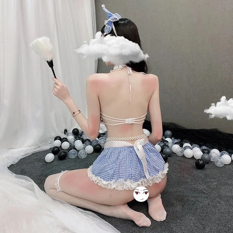 "BLUE WHITE LACE MAID" SUIT N102301