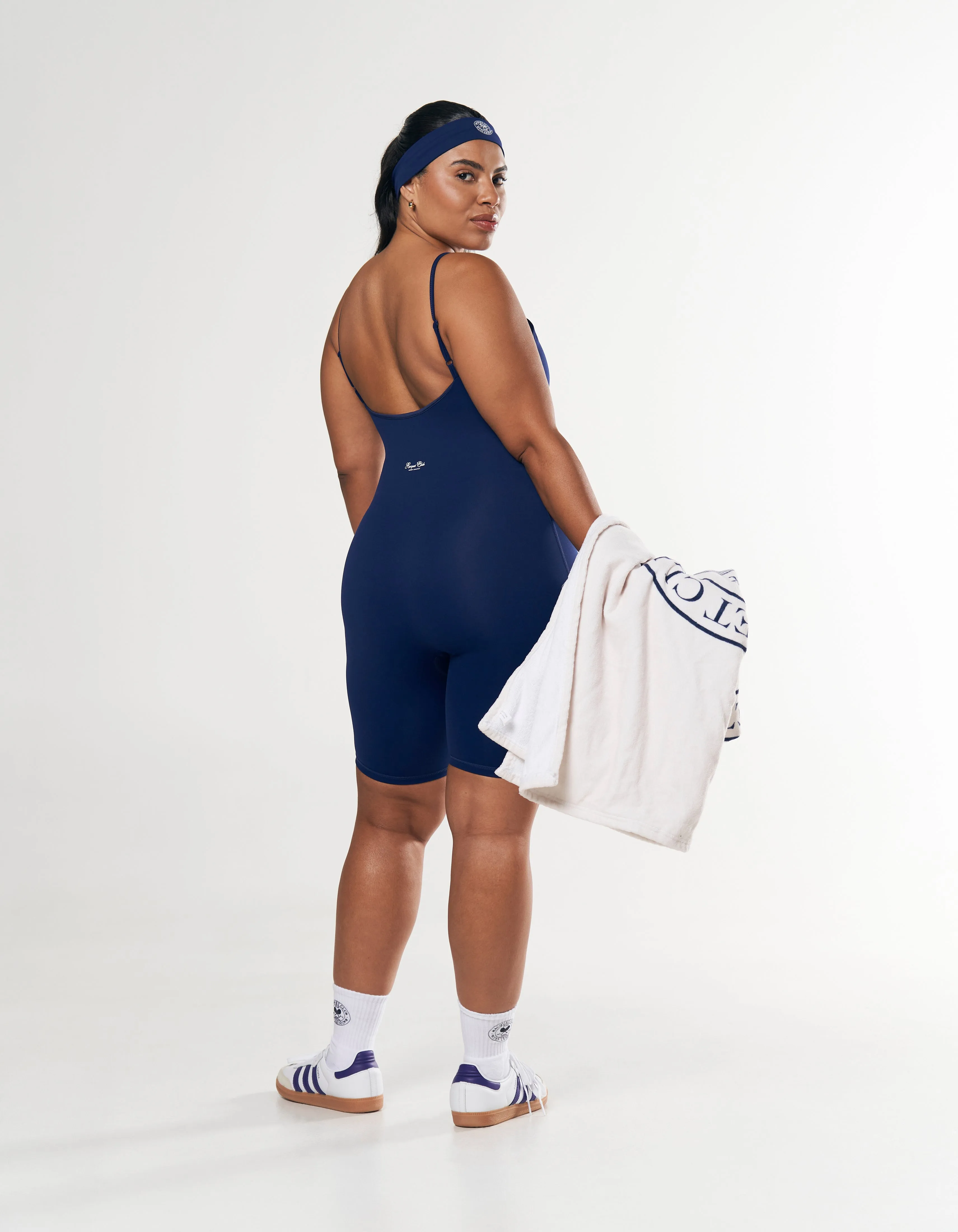 Racquet Club Short Leg Bodysuit - Navy