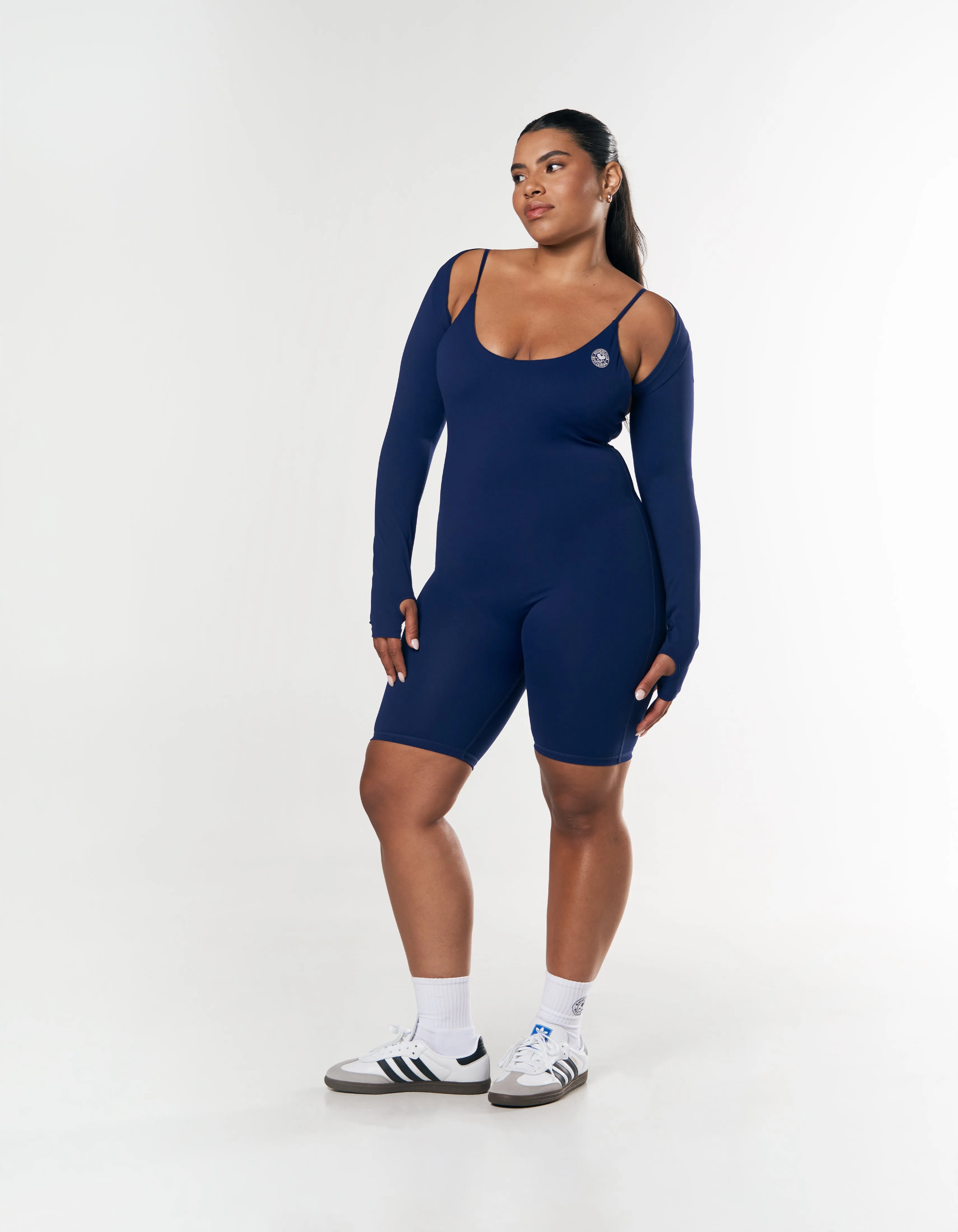 Racquet Club Short Leg Bodysuit - Navy