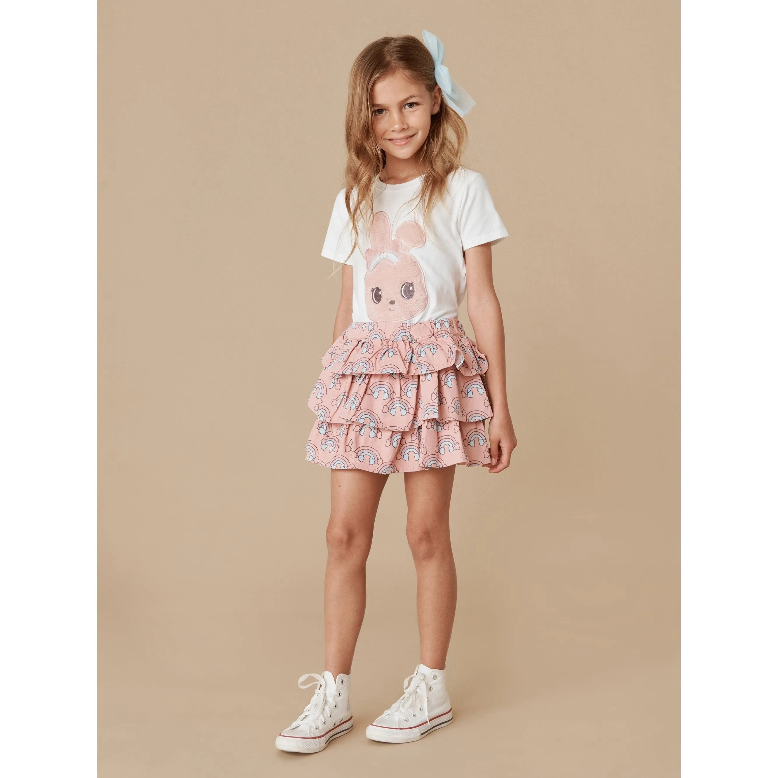 Rain Bow Frill Skirt- Rose