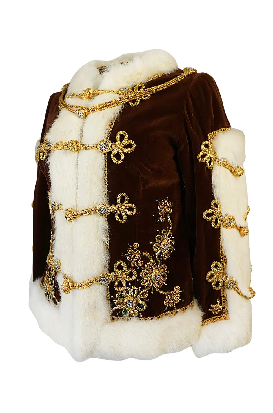 Remarkable 1960s Heavily Embellished Velvet & Fur Band Jacket