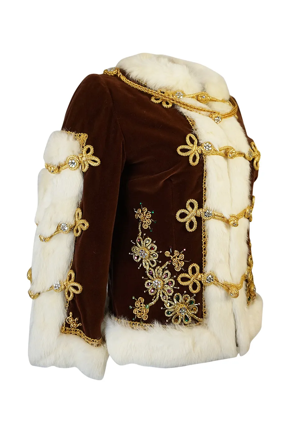 Remarkable 1960s Heavily Embellished Velvet & Fur Band Jacket