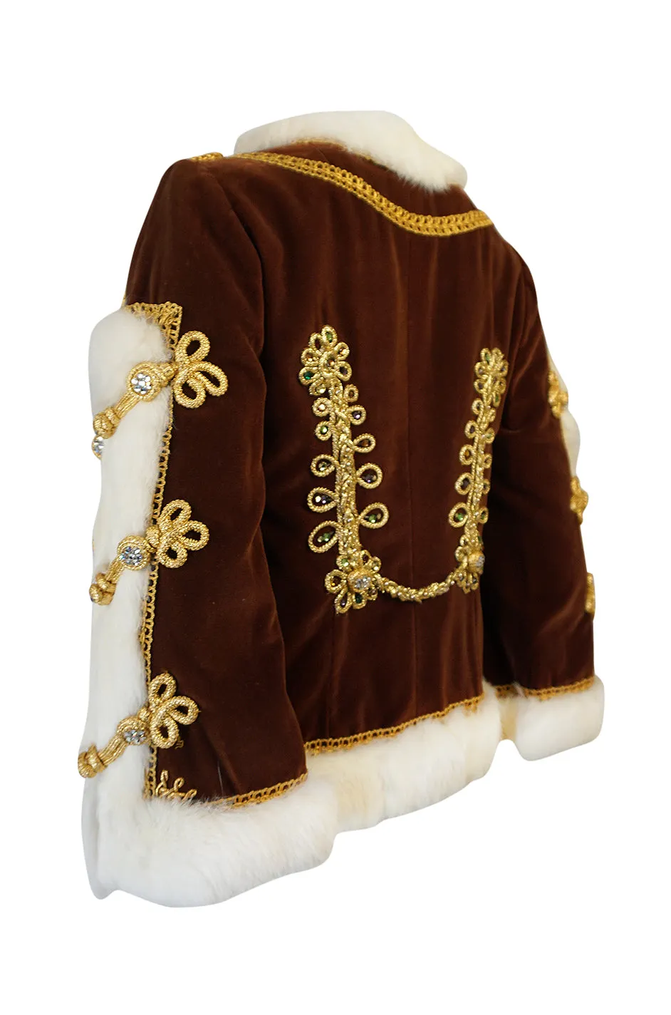 Remarkable 1960s Heavily Embellished Velvet & Fur Band Jacket