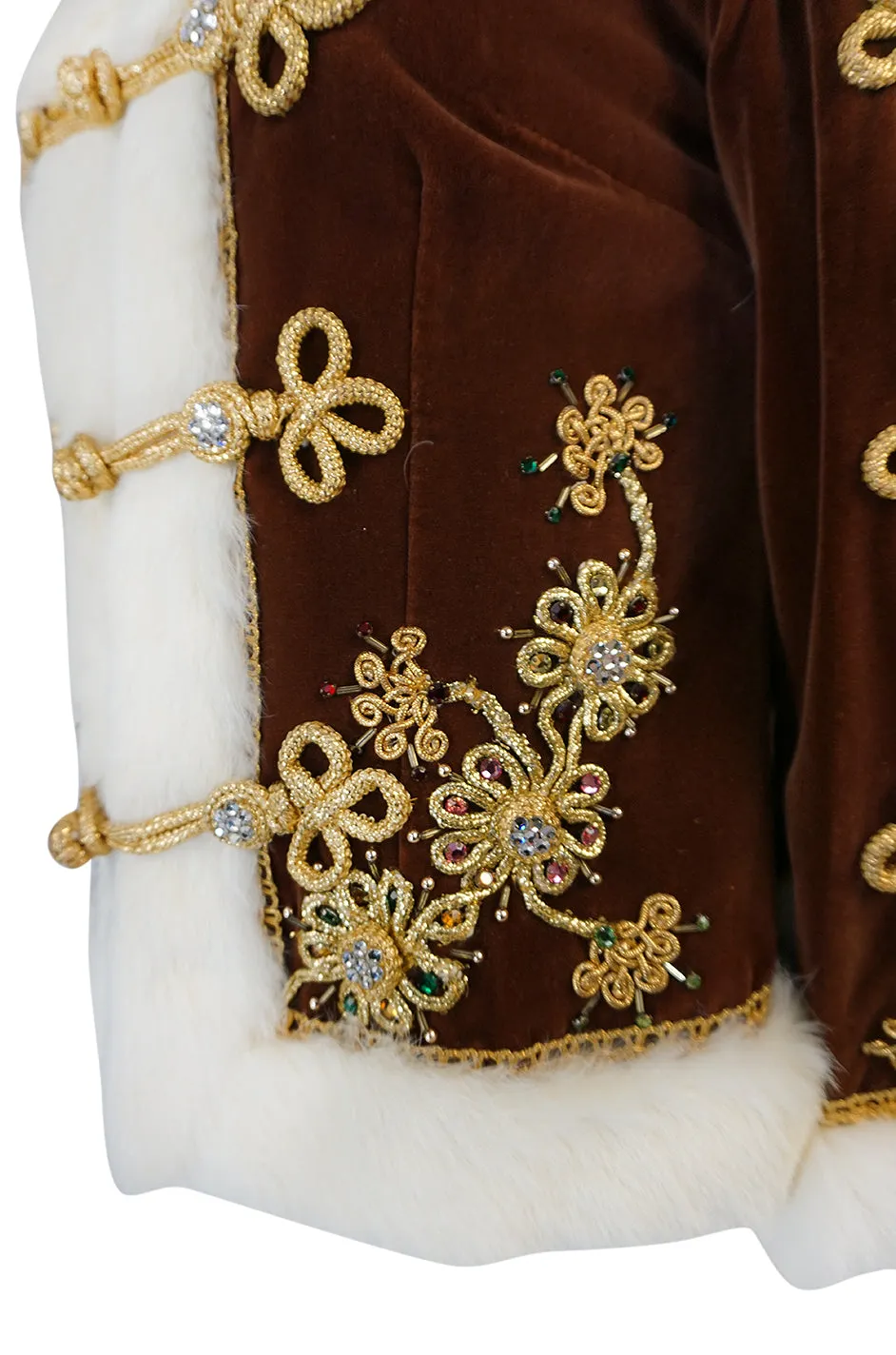Remarkable 1960s Heavily Embellished Velvet & Fur Band Jacket