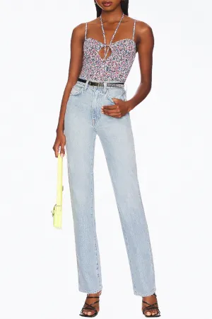 RIANNE CUTOUT STRETCH-MESH HALTERNECK BODYSUIT