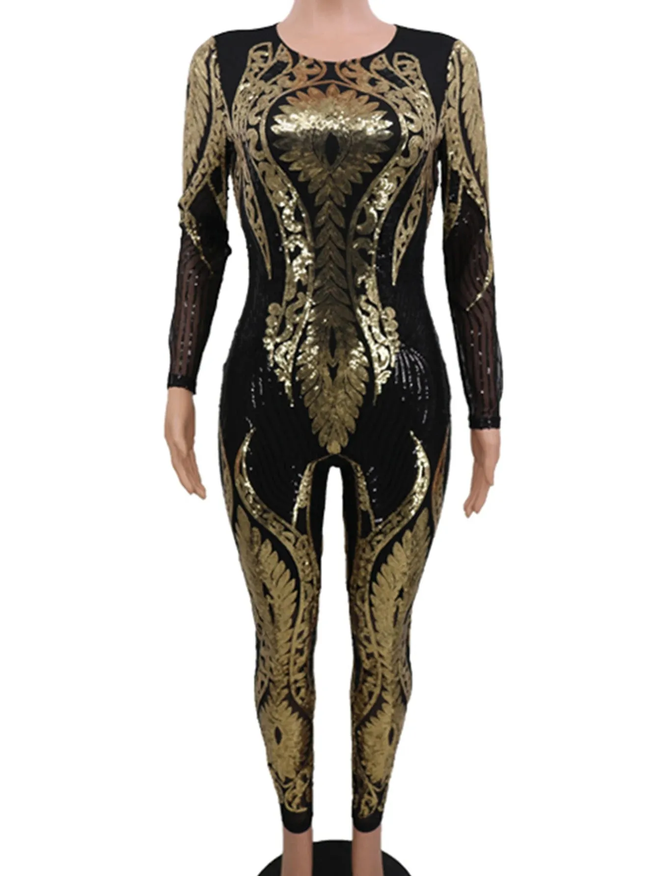 Sequin bodycon jumpsuit women one piece