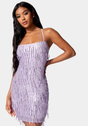 Sequin Lace Up Back Dress