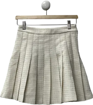 SHEIN White Romantic Women’s Sweetheart Apricot Pleated Tweed Skirt UK S