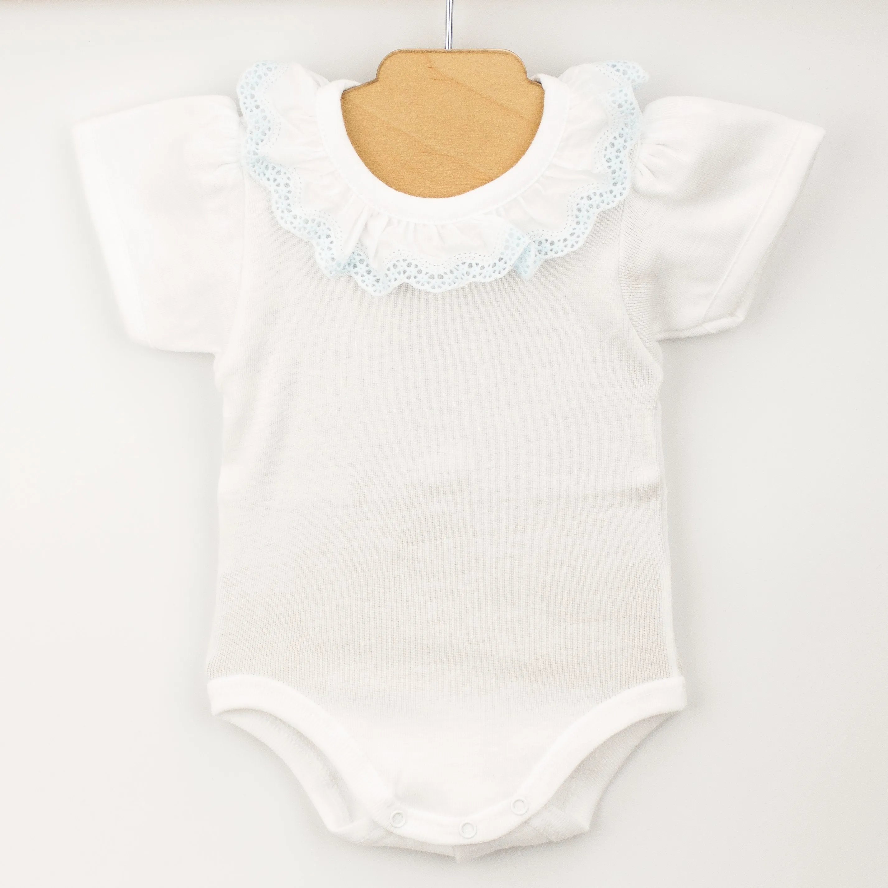 Short Sleeve Lace Ruffle Collar Bodysuit