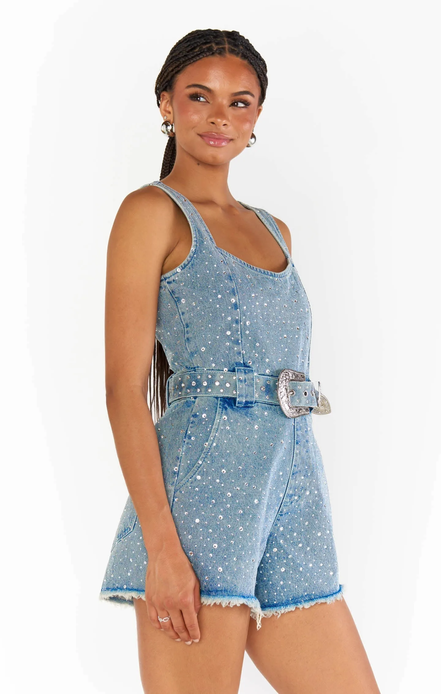 Show Me Your Mumu Spears Crystal Embellished Romper as seen on Chloe Meadows