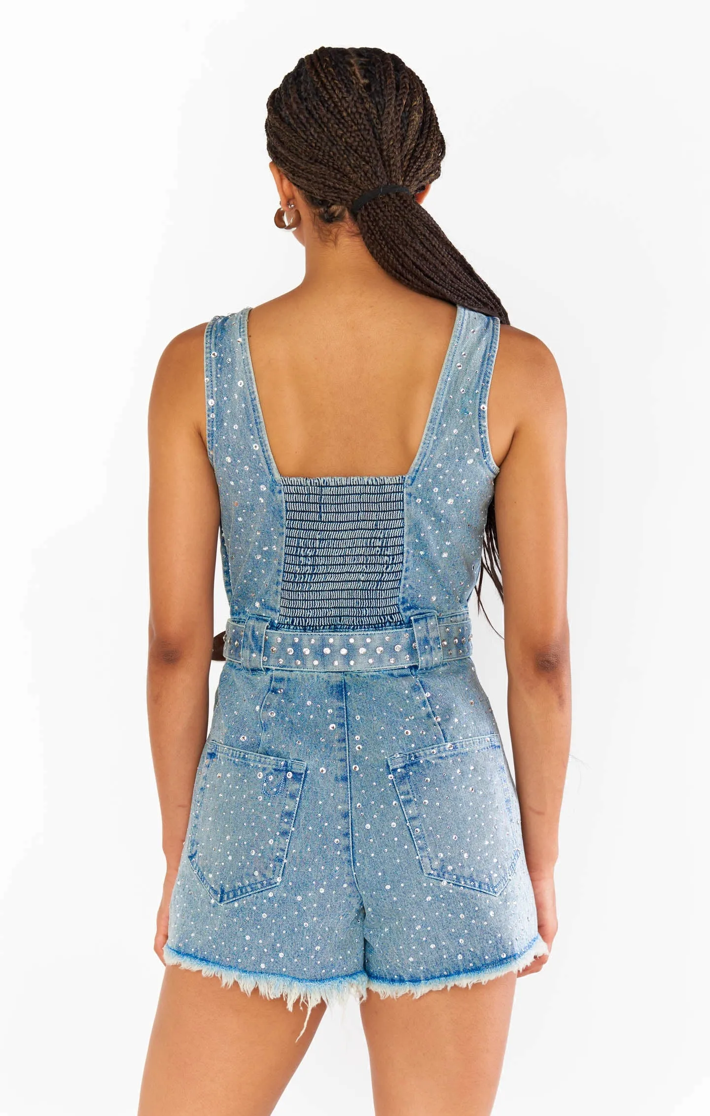 Show Me Your Mumu Spears Crystal Embellished Romper as seen on Chloe Meadows