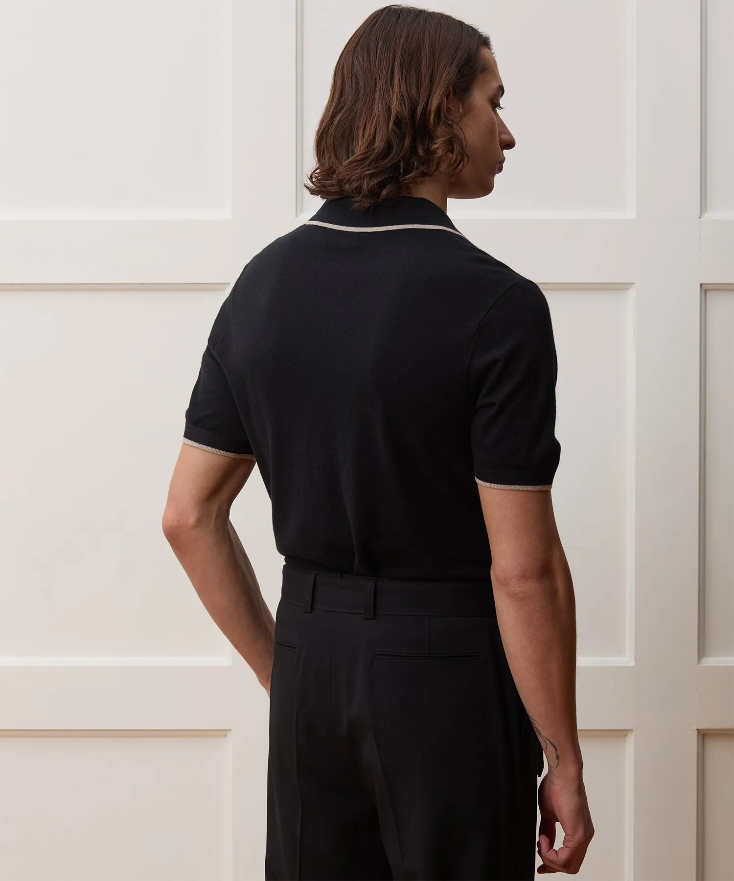 Silk-Cashmere Tipped Sweater Polo