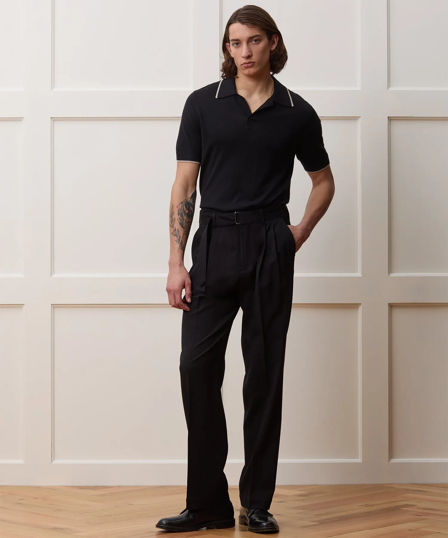Silk-Cashmere Tipped Sweater Polo
