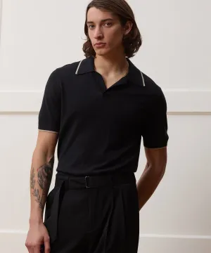 Silk-Cashmere Tipped Sweater Polo