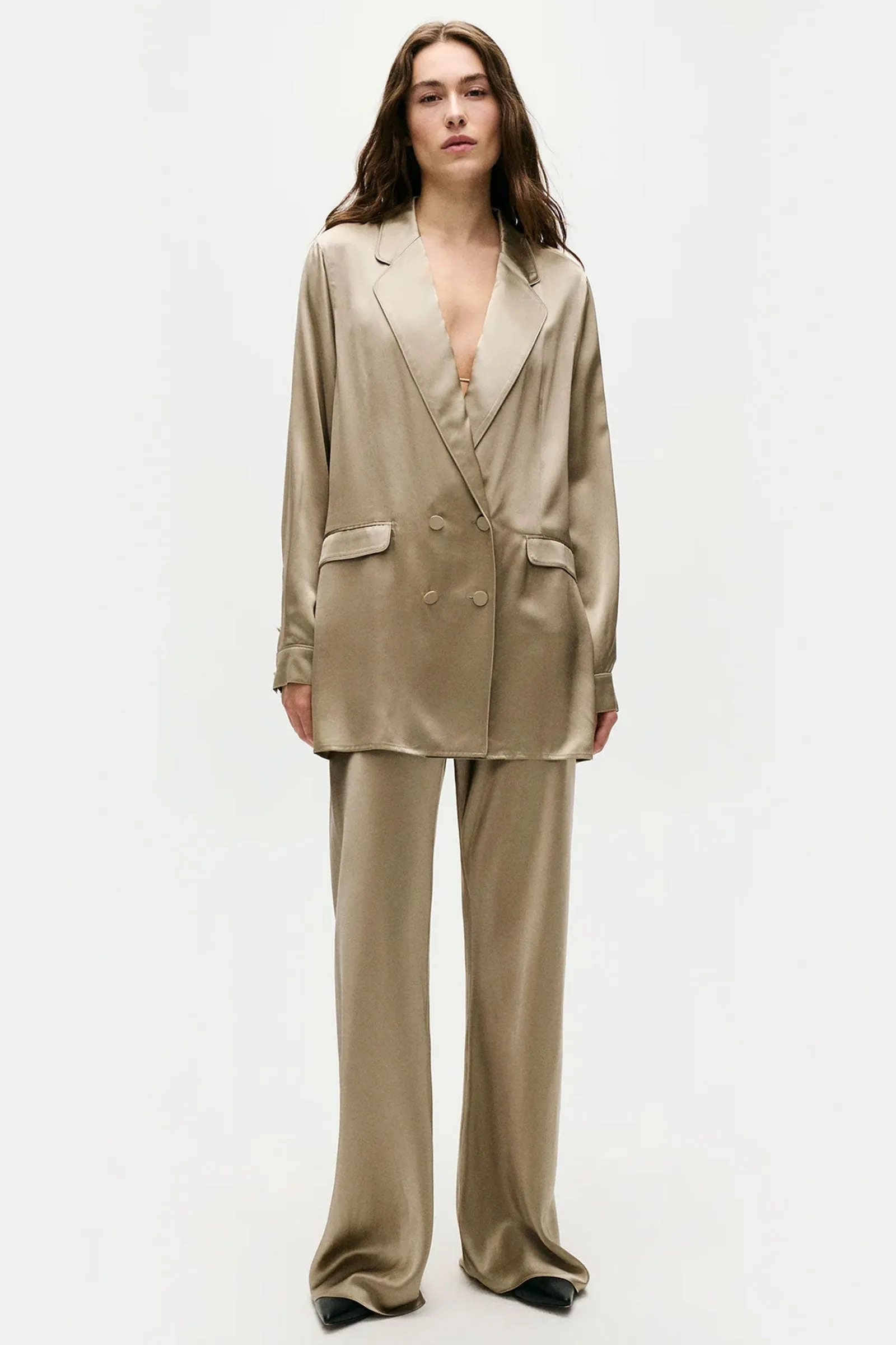 Silk Laundry Relaxed Blazer In Graphite